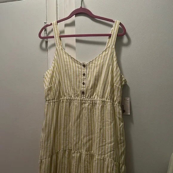 Sonoma Green And White Striped Sundress with Buttons - Picture 1 of 3